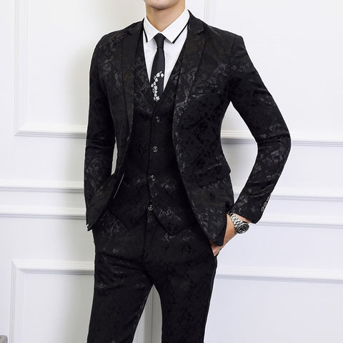 S-6XL Asia size mens 3 Piece Set ( men suit Jacket + Pant + Vest ) Wedding men Blazer Jacket with Waistcoat and Trousers