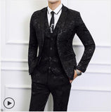 S-6XL Asia size mens 3 Piece Set ( men suit Jacket + Pant + Vest ) Wedding men Blazer Jacket with Waistcoat and Trousers